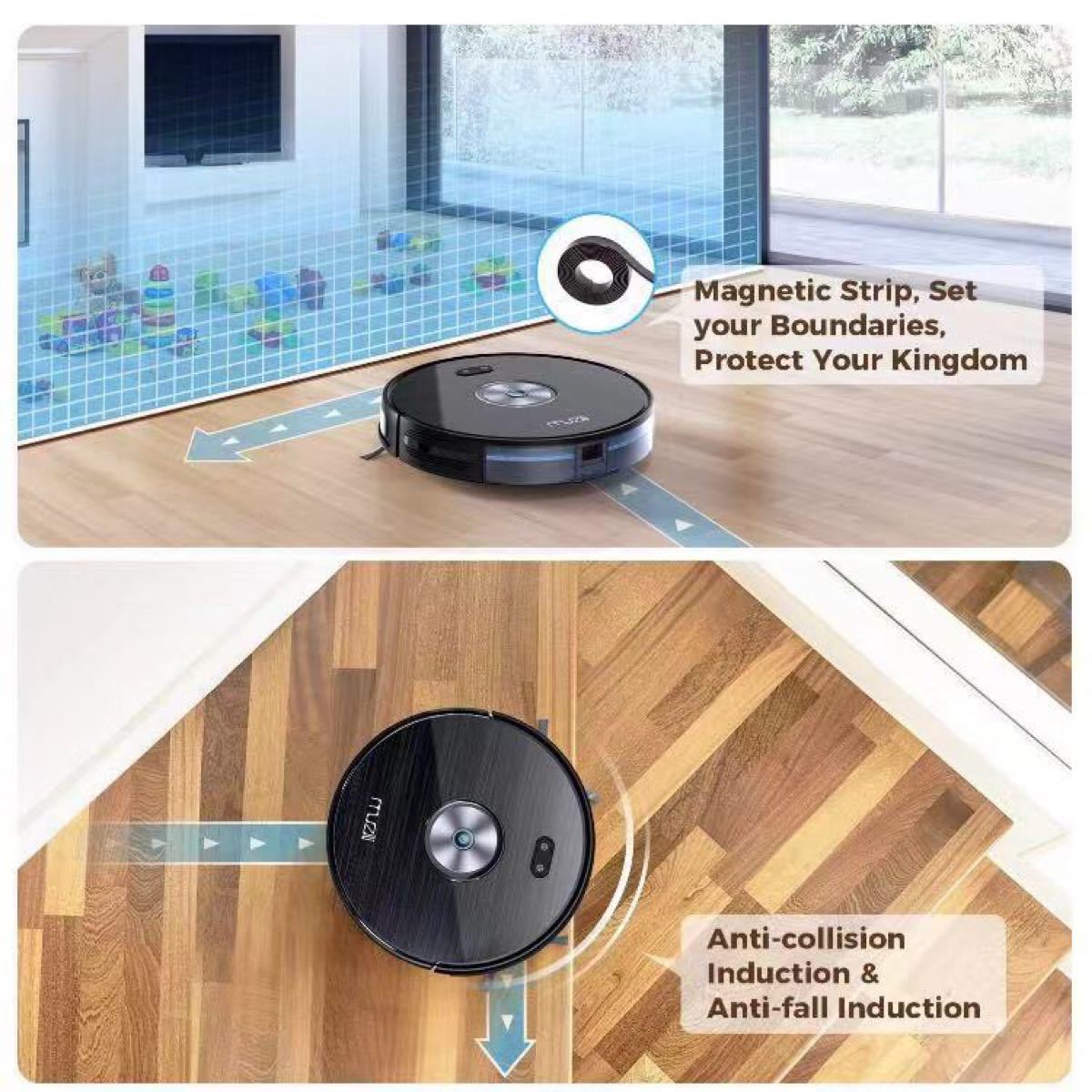 お掃除ロボット掃除機 アプリ制御 床拭き 1500Paの強力吸引 / 静音設計/自動充電