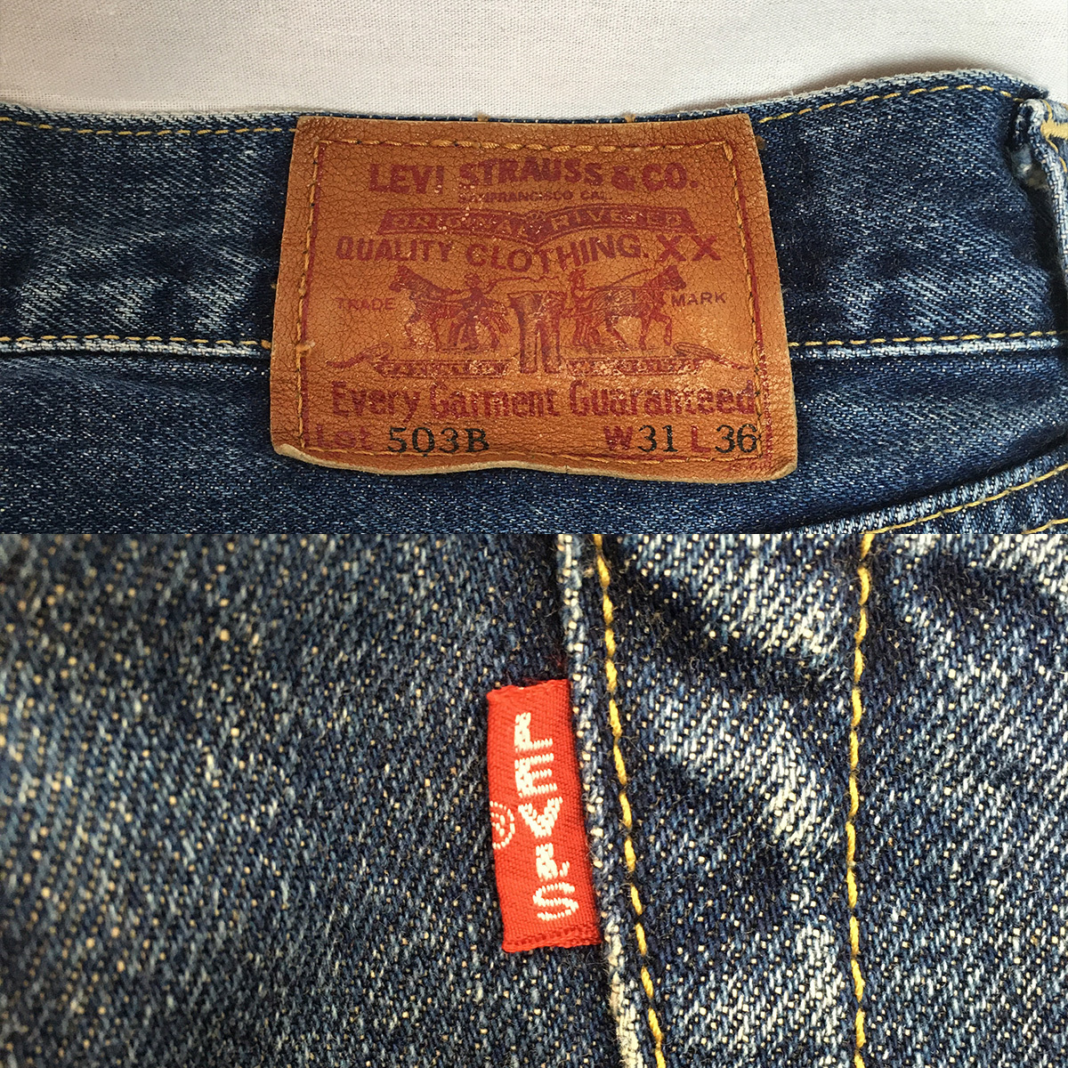 LEVI'S リーバイス 503B-XX BIG'E' 日本製 99年 デニム パンツ ジーンズ W31 L36 隠しリベット 赤耳 セルビッチ ボタンフライ 革パッチ_画像8