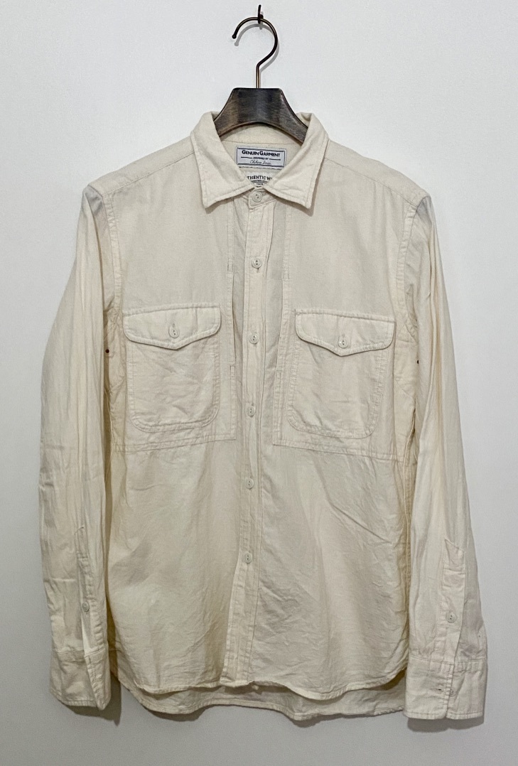 ☆UNITED ARROWS GENUIN GARMENT ユナイテッドアローズ 長袖シャツ ワークシャツ M 生成り色 オフホワイト green label relaxing_画像1