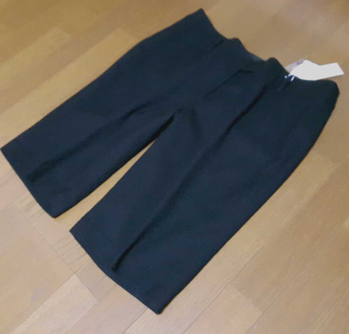 ◇新品W88◇カシミア混ウール*ベーシッククロプトパンツ*股下34*黒*大きいサイズ*_画像2