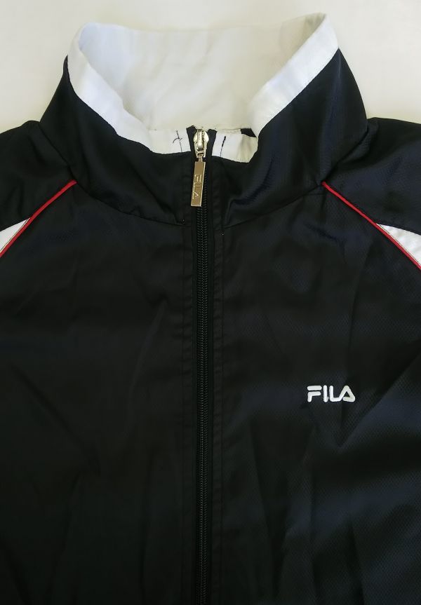 *FILA*L size * thin jumper * sport * filler * men's * black X white #3028