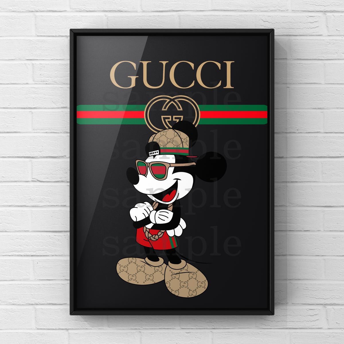 Paypayフリマ 1295 アートポスター Gucci ミッキー フレーム付き