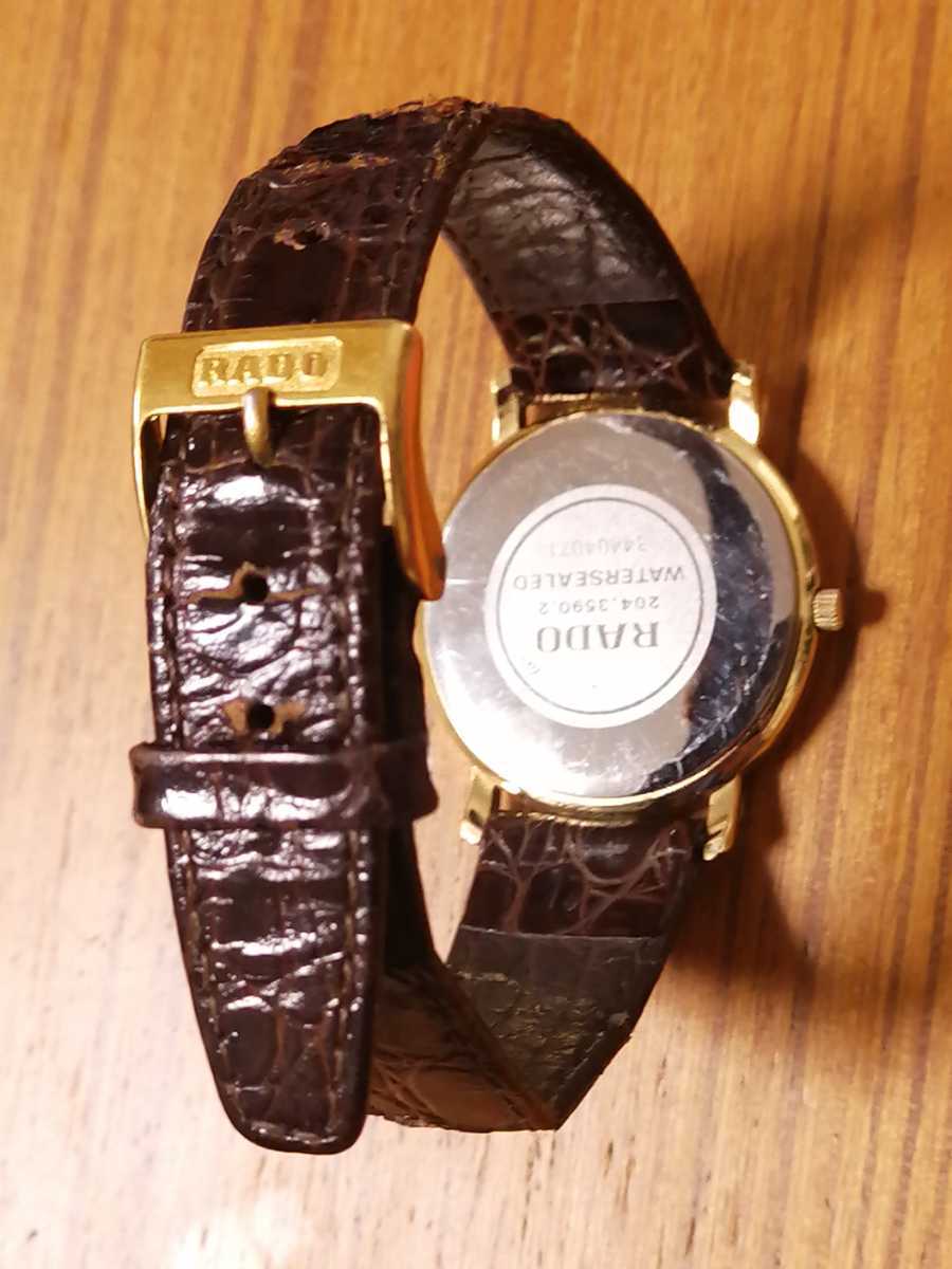 【動作正常】RADO・ラドー/ SWISS 025 /メンズ用ウォッチ腕時計 Plaque G10M(10ミクロン金メッキ) 204.3590.2 WATERSEALED 34404071_画像5