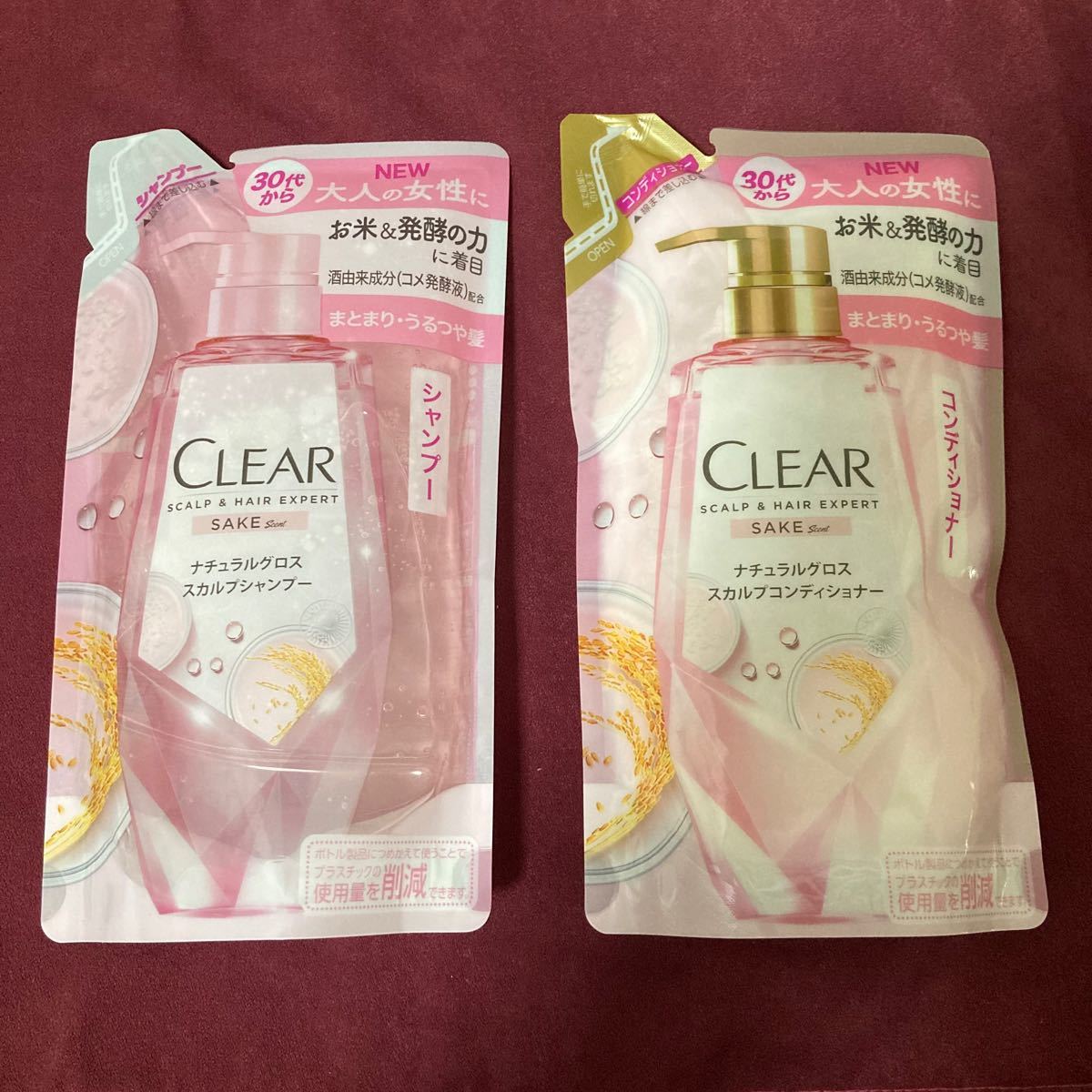 CLEAR ナチュラルグロス スカルプ　シャンプー コンディショナー　つめかえ用 300g  セット