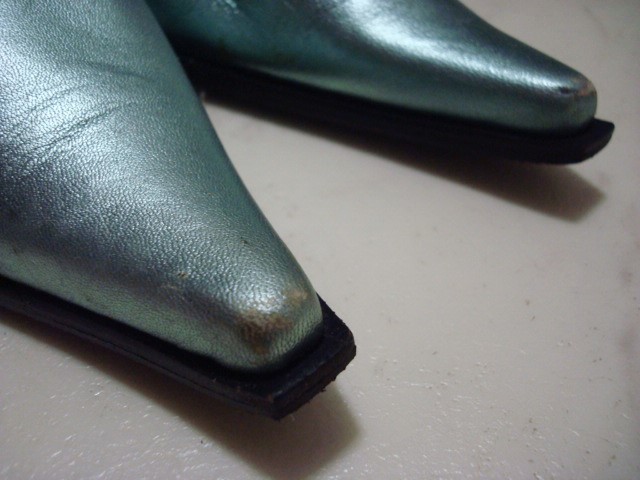 # BoveBoat DwgStore side .. leather original leather leather metallic metal lustre aqua light blue light blue pumps heel 37 L size 23.5cm