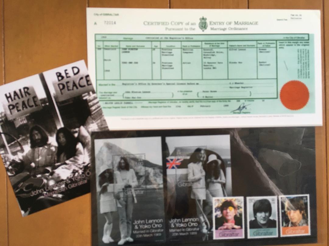 超レア マニア垂涎品:切手 John Lennon ジブラルタル結婚式