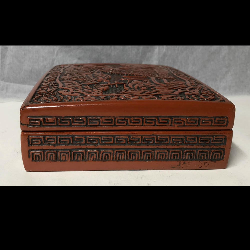 ●e498 堆朱 小箱 文箱 硯箱 木製 彫刻 小物入れ 中国美術 唐物_画像4