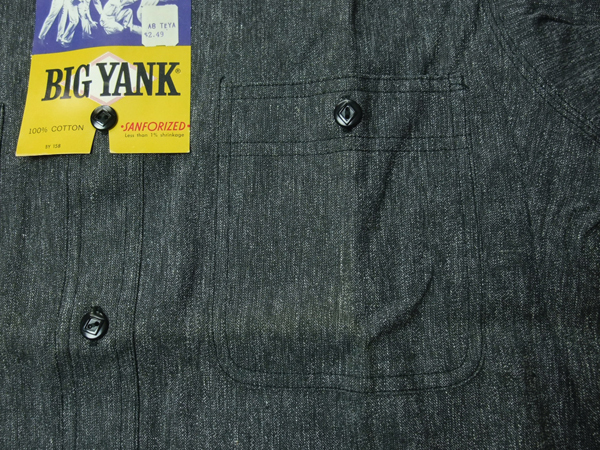 デッド【BIG YANK】50s60s ビッグヤンク ブラック シャンブレー ワークシャツ★ビンテージ デッドストック コバート 黒シャン 50年代60年代_画像4