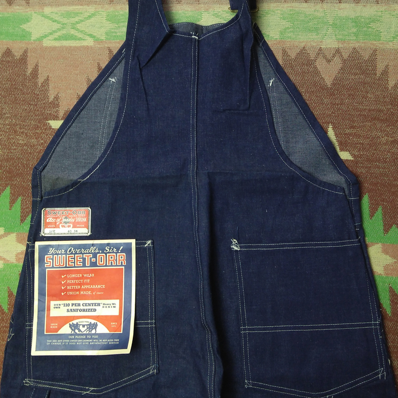  dead [SWEET-ORR]40s Denim overall 40×34 Suite all * Vintage dead stock indigo Work 40 period 