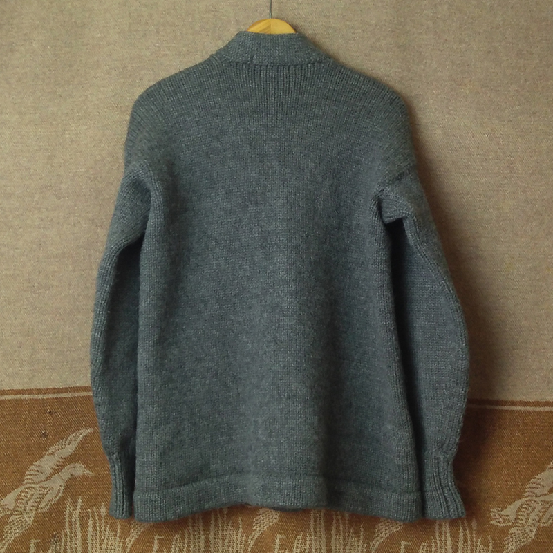  meat thickness [RUSSELL UNIFORM]50s60s Work cardigan charcoal gray wool low gauge knitted sweater * Vintage USA old clothes 40s70s
