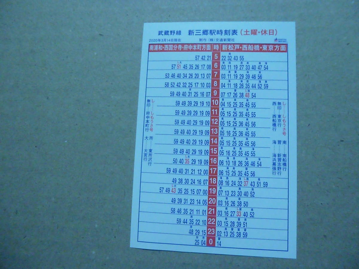 ヤフオク Jr東日本 武蔵野線 新三郷駅 時刻表 3 14 ヤフオク Jr東日本 武蔵野線 新三郷駅 時刻表 3 14