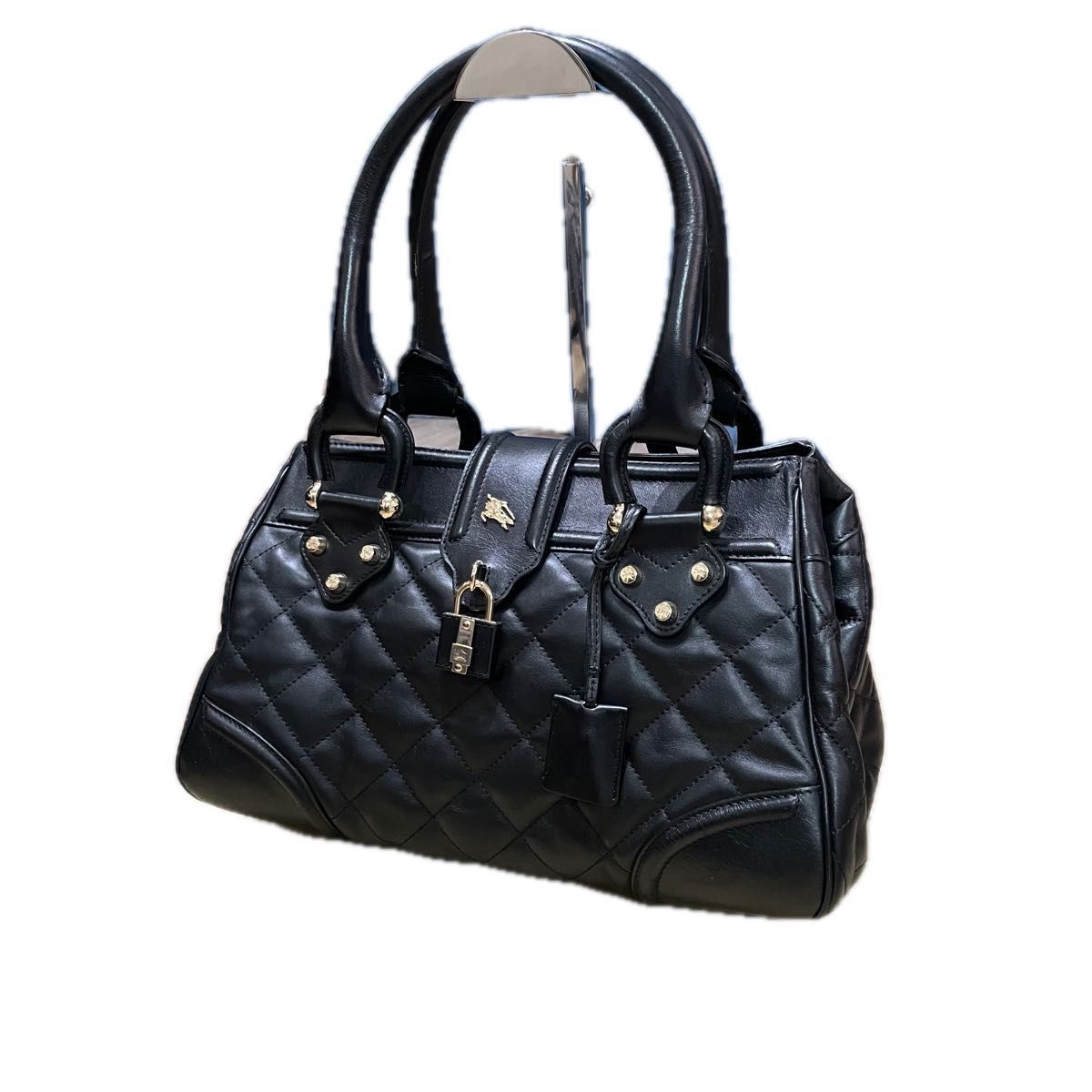 極美品】BURBERRY バーバリー キルティングレザーバッグ ブラック