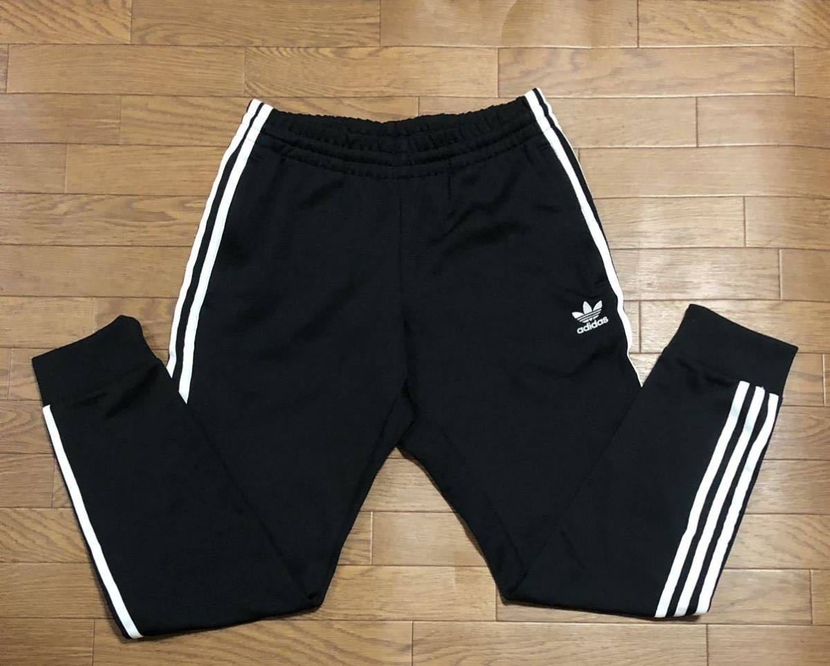 adidas アディダス ラインパンツ トラックパンツ メンズファッション Lサイズ ブラック×ホワイト 中古品 服飾品 古着 ボトムス【4897】F_画像1