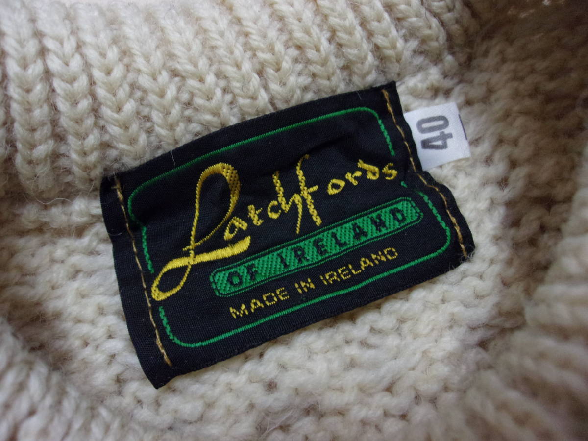 Latchfords of Ireland свитер size 40 i-ll Land производства вырез лодочкой кабель плетеный Fisherman z Alain вязаный 100%PURE NEW WOOL