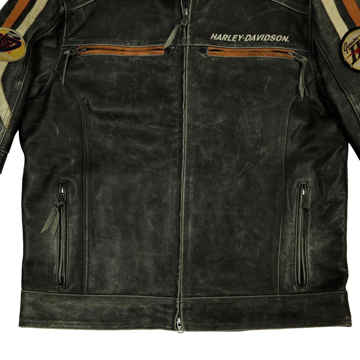 [S1231][ превосходный товар ][USED обработка ]HARLEY-DAVIDSON Harley Davidson одиночный байкерская куртка кожаный жакет мотоциклетная экипировка 