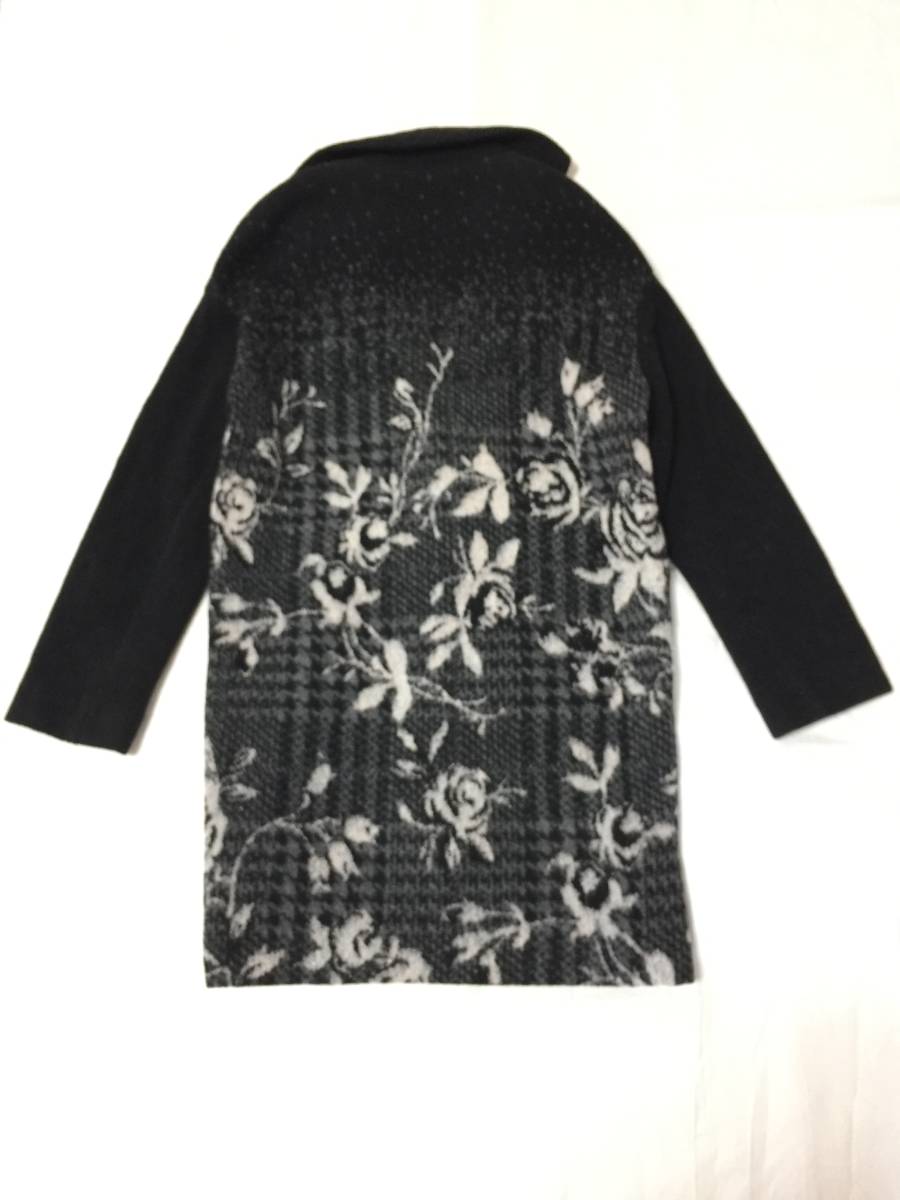 BLUGIRL Blumarine * Chesterfield coat / gown ko-ti gun long jacket 38 wool . black black flower rose rose rose Italy made 