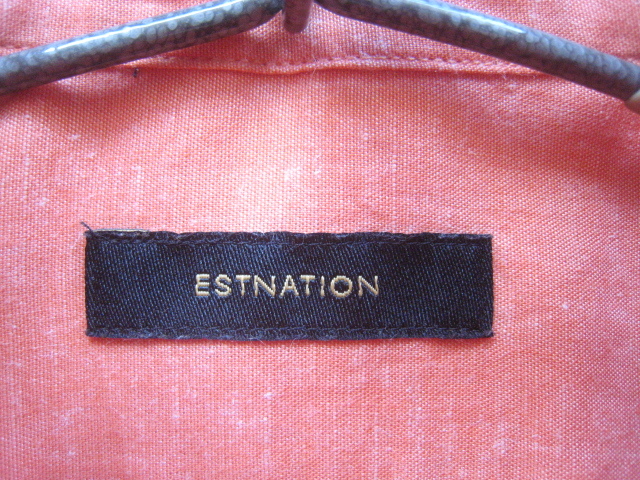 美品!!エストネーション ESTNATION*リネンテンセルコットンホリゾンタルカラーシャツ S オレンジ 日本製の画像4