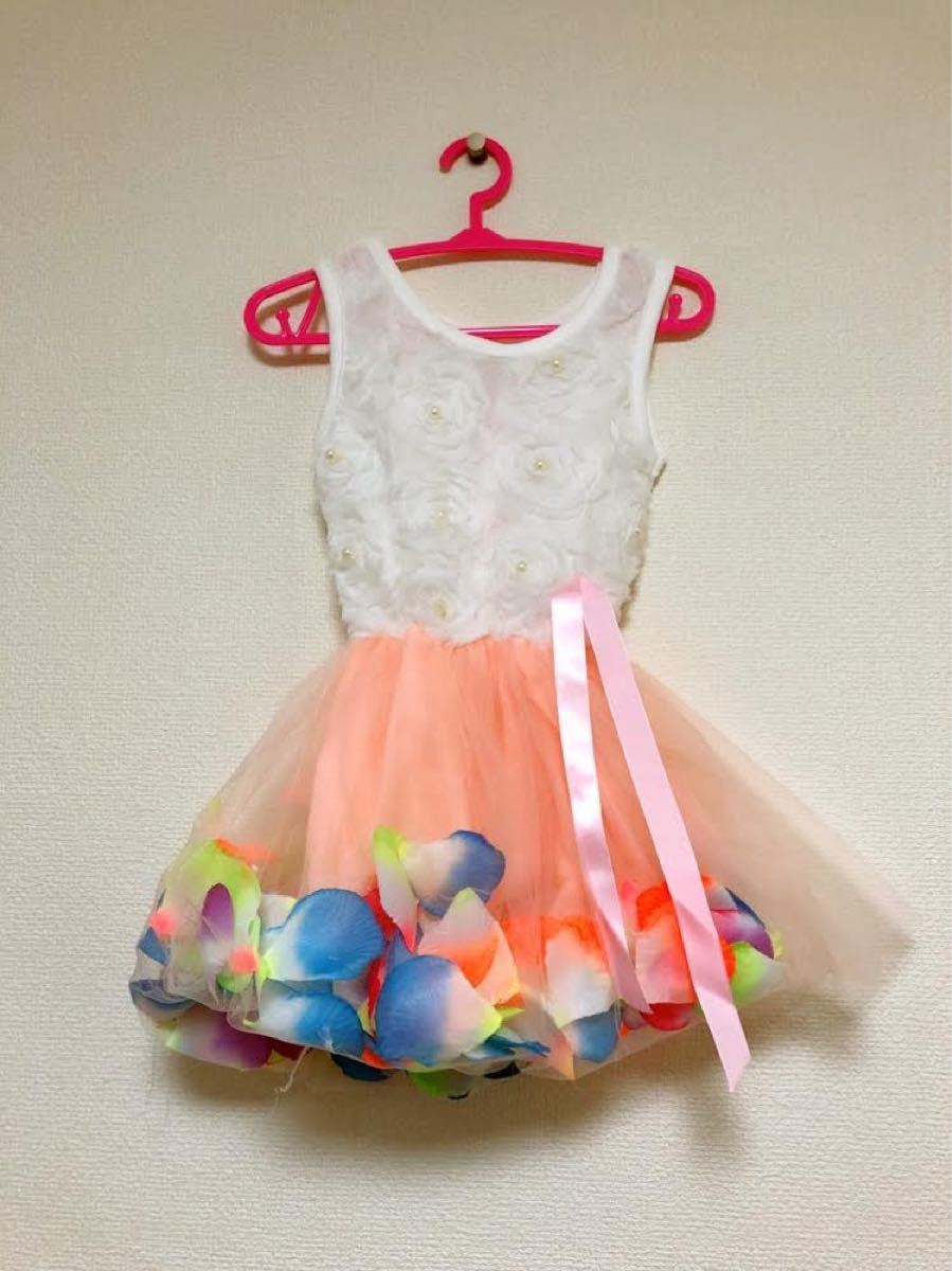 Paypayフリマ 花びら チュール ワンピース ベビー ドレス 90cm 女の子 Paypayフリマ 花びら チュール ワンピース ベビー ドレス 90cm 女の子