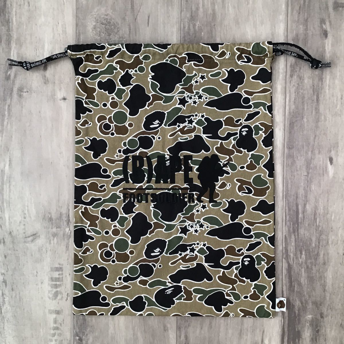 sta camo 巾着袋 a bathing ape bape foot soldier バッグ bag エイプ ベイプ フットソルジャー psyche camo 迷彩 nigo 2532