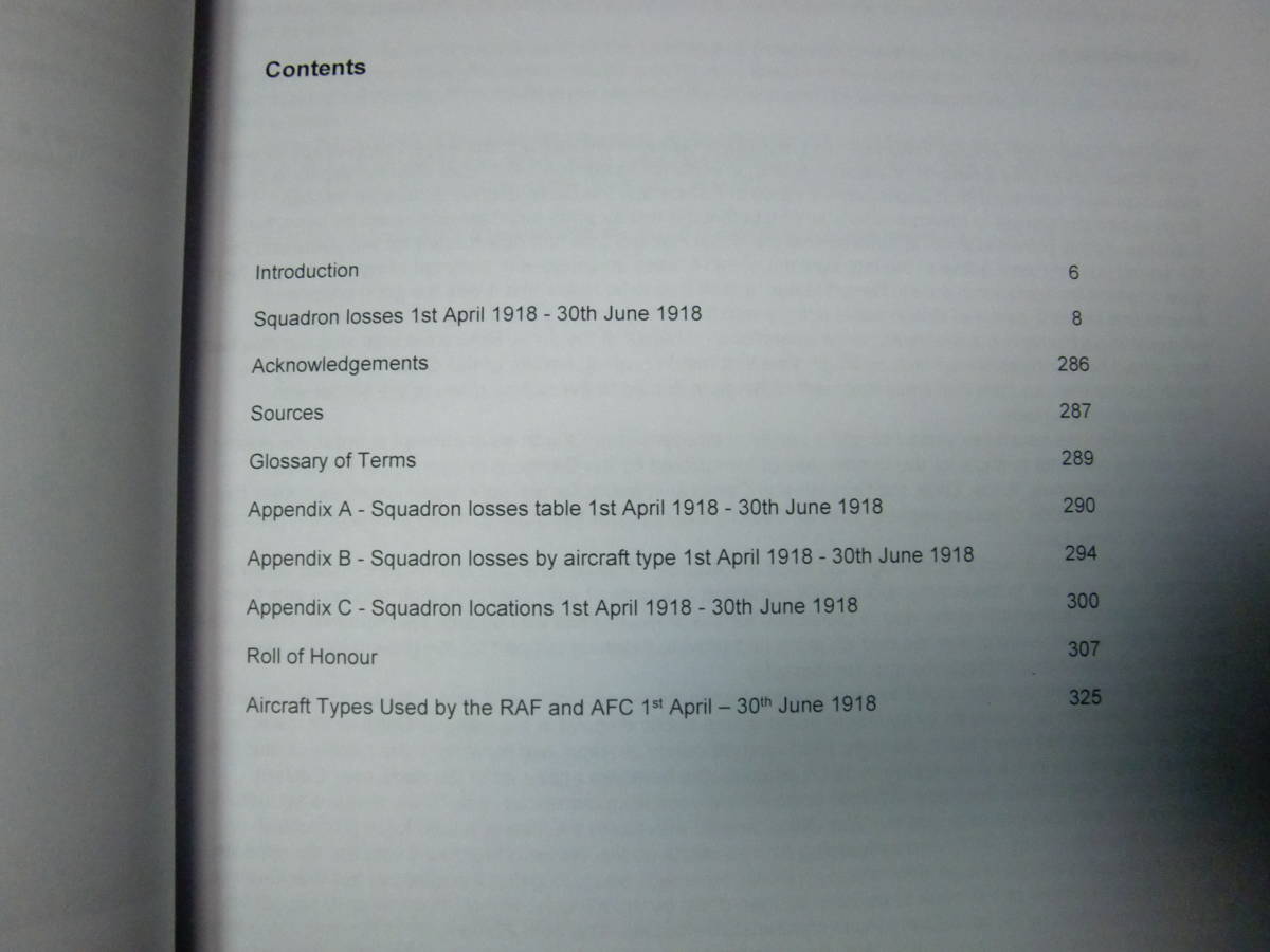 洋書 戦闘機 資料解説 ROYAL AIR FORCE ＆ AUSTRALIAN FLYING CORPS SQUADRON LOSSES / イギリス空軍 オーストラリア空軍 戦隊の損失_画像3