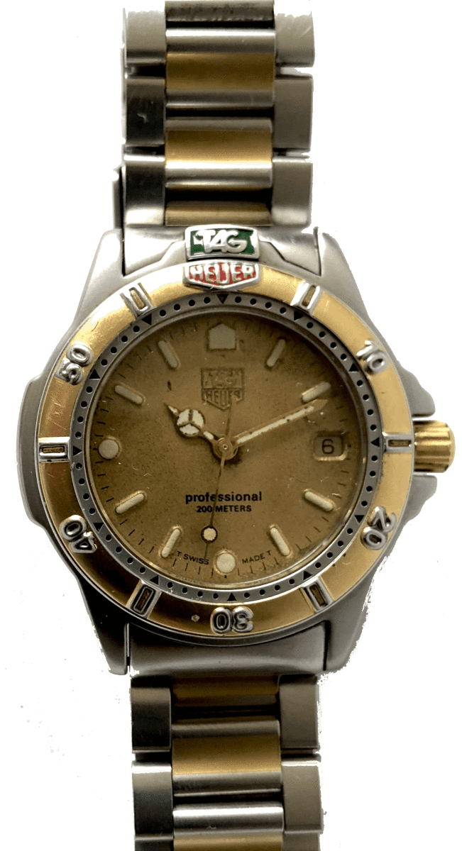 TAG HEUER タグホイヤー 955.413K プロフェッショナル 200M デイト ゴールド文字盤 コンビ ボーイズ腕時計 中古 動作品 電池交換済 希少_画像1