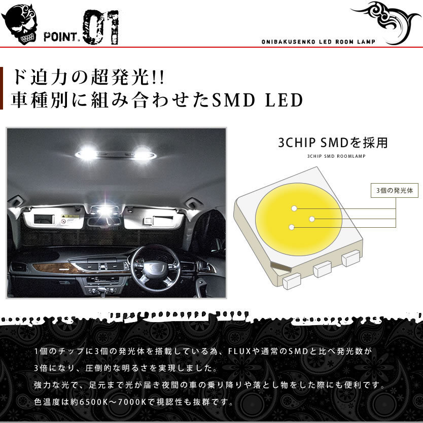 ルームランプ LED 鬼爆閃光 総発光数72発 GYL/AGL/20/25W レクサス RX200t/450h/300 [H27.10-] 3点セット_画像3