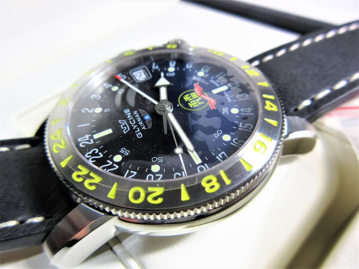 未使用 グリシン GLYCINE AIRMAN GMT 46㎜ 自動巻 雷虎飛行中隊 未使用 グリシン GLYCINE AIRMAN GMT 46㎜ 自動巻 雷虎飛行中隊