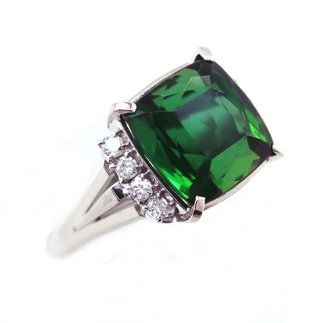 大人気新品 グリーントルマリン7.030ct 指輪 リング Pt900☆プラチナ