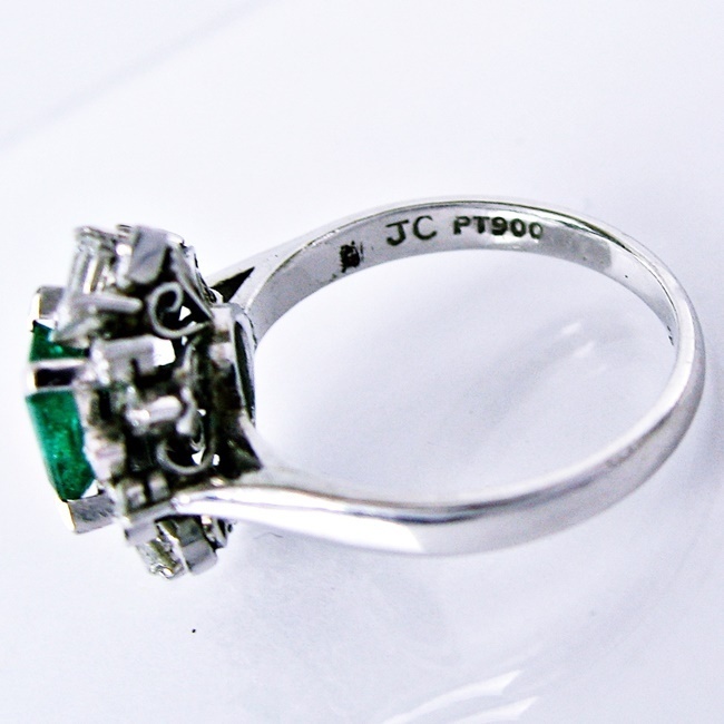 Pt900 プラチナ リング 指輪 エメラルド0.61ct 5月 ◇ダイヤモンド0.50