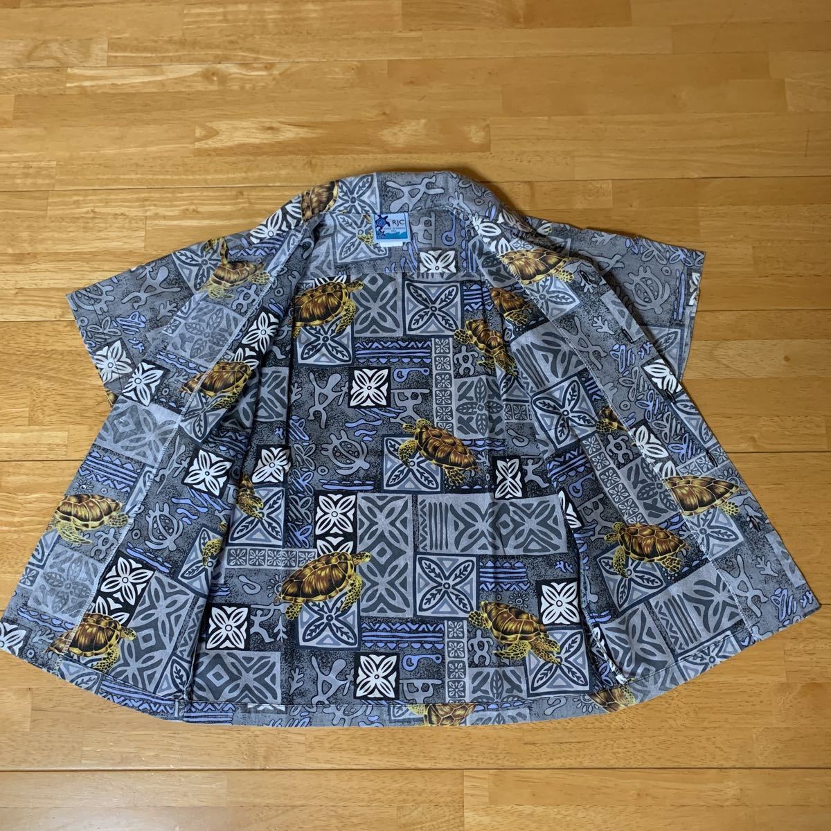  clothes Hawaii RJC aloha shirt gray & turtle pattern for children 140 secondhand goods free shipping 