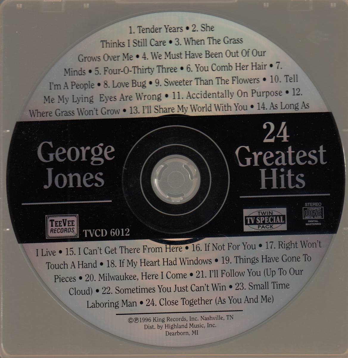 輸 George Jones (ジョージ・ジョーンズ) 24 Greatest Hits◆規格番号■TVCD-6012◆送料無料■即決●交渉有_画像3