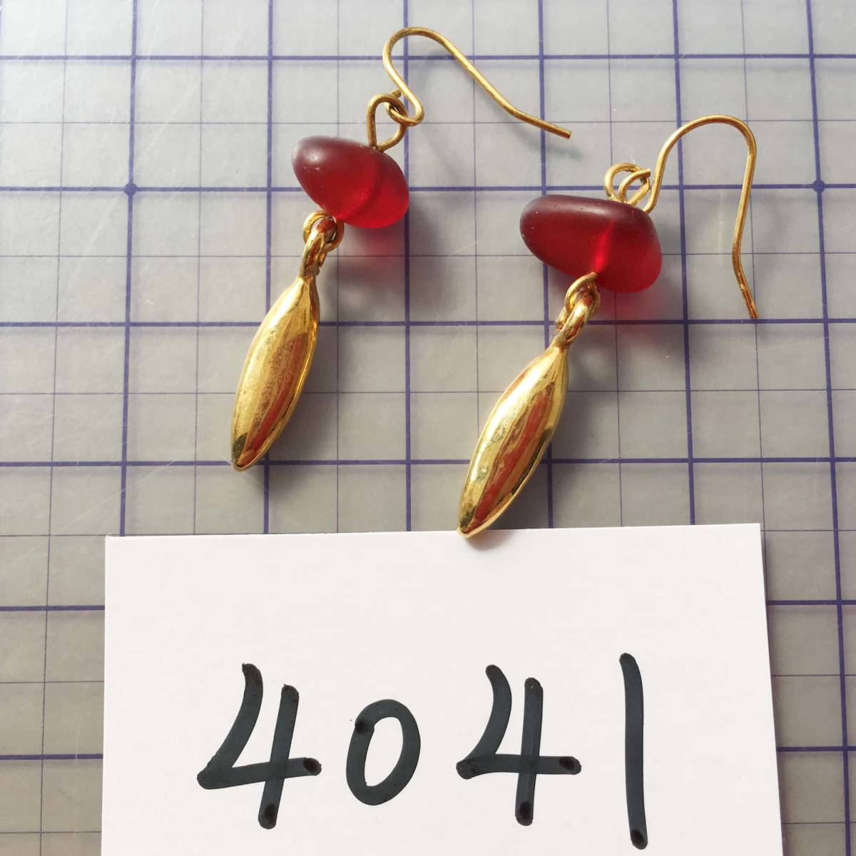  beautiful goods color stone color stone Gold earrings No.4041