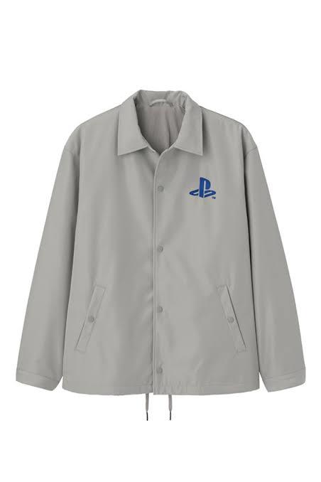 GU x PlayStation(プレイステーション)コラボ - ＭEN コーチジャケット プレステ グレー Mサイズ 販売終了品 タグ付き 新品未着用品