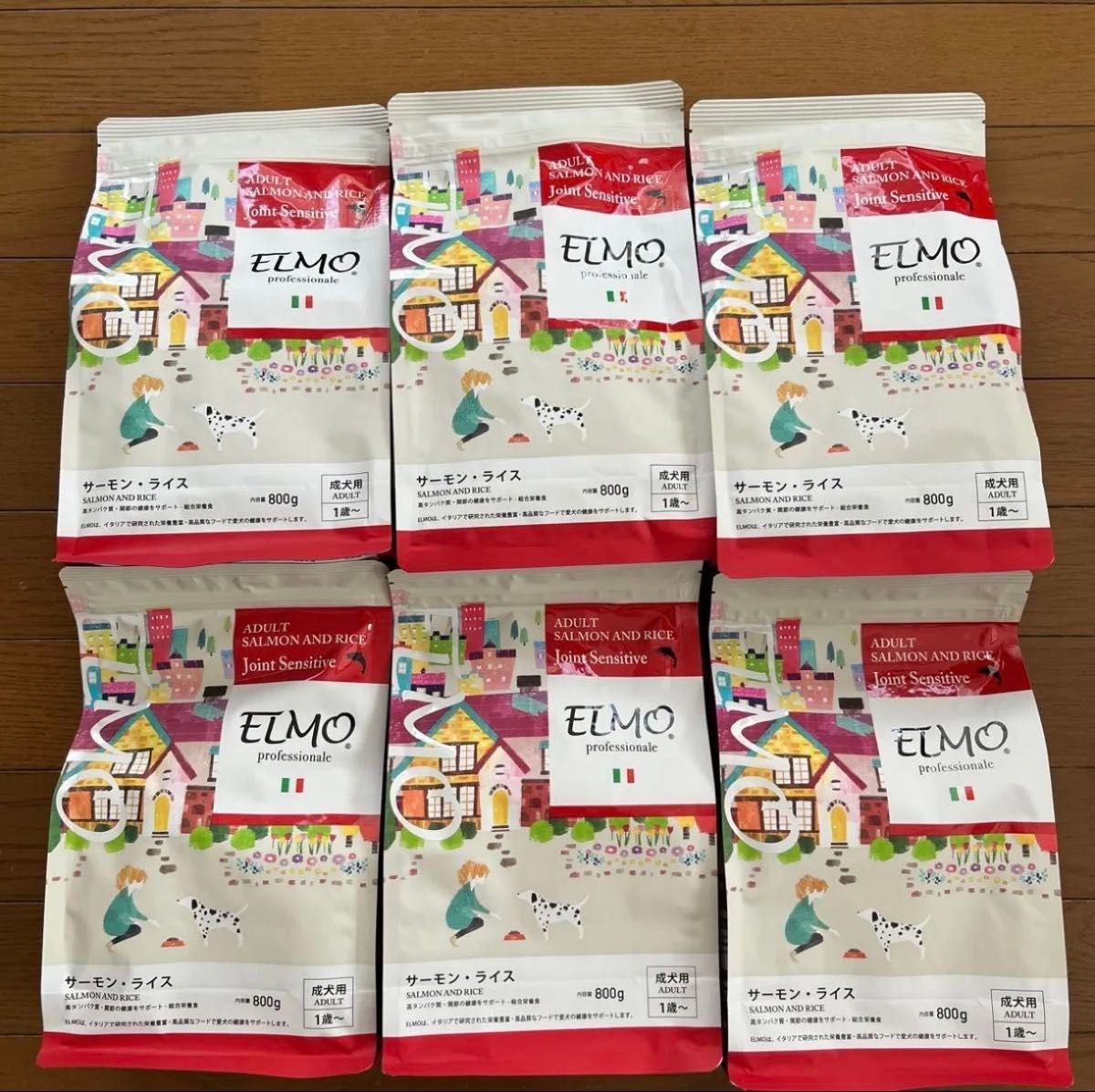 ELMO エルモ ドッグフード サーモン・ライス 成犬用 800g 6袋セット