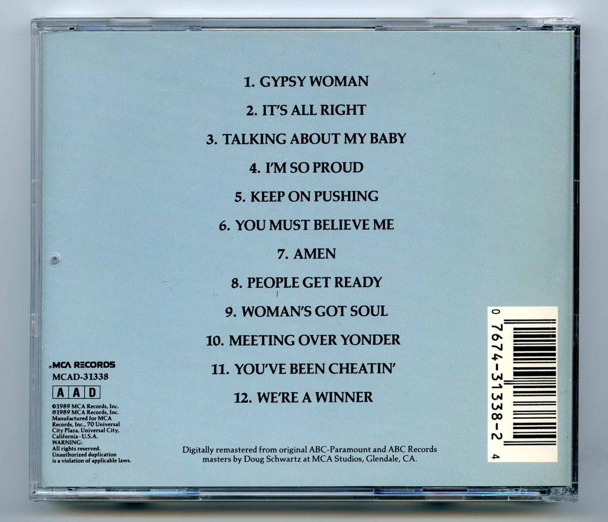 The Impressions（ジ・インプレッションズ）CD「Greatest Hits」US盤 MCAD-31338 Curtis Mayfield（カーティス・メイフィールド）_画像2