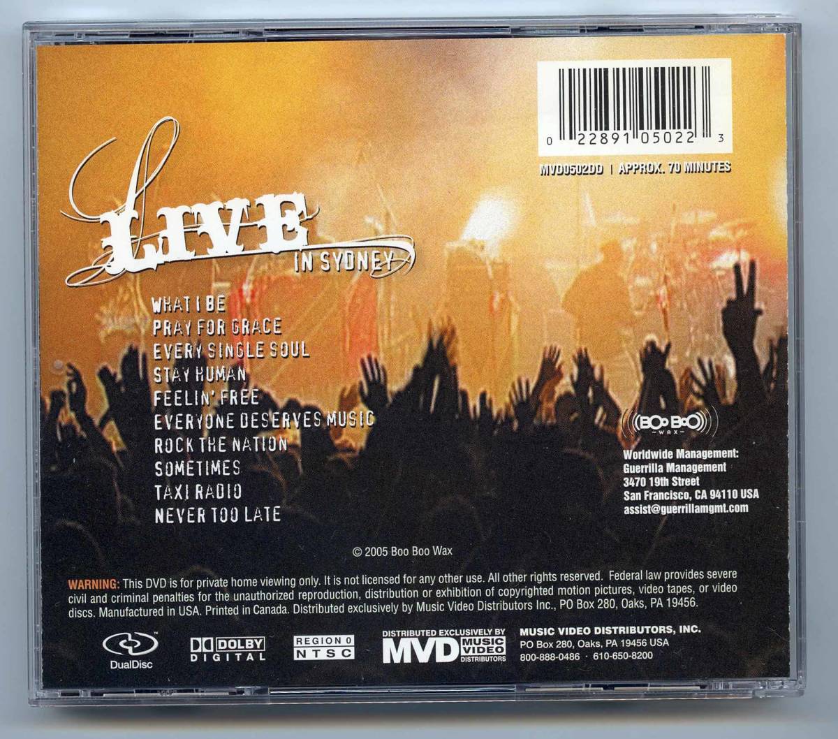Michael Franti & Spearhead（マイケル・フランティ & スピアヘッド）DualDIsc(CD+DVD)「Live In Sydney」US盤 MVD0502DD_画像2