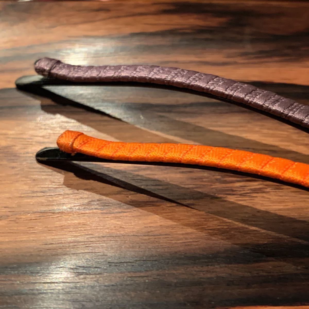 ヘアピン 2本セット 紫×オレンジ 高品質〈新品未使用〉ヘアアクセサリー CR-I2の画像2