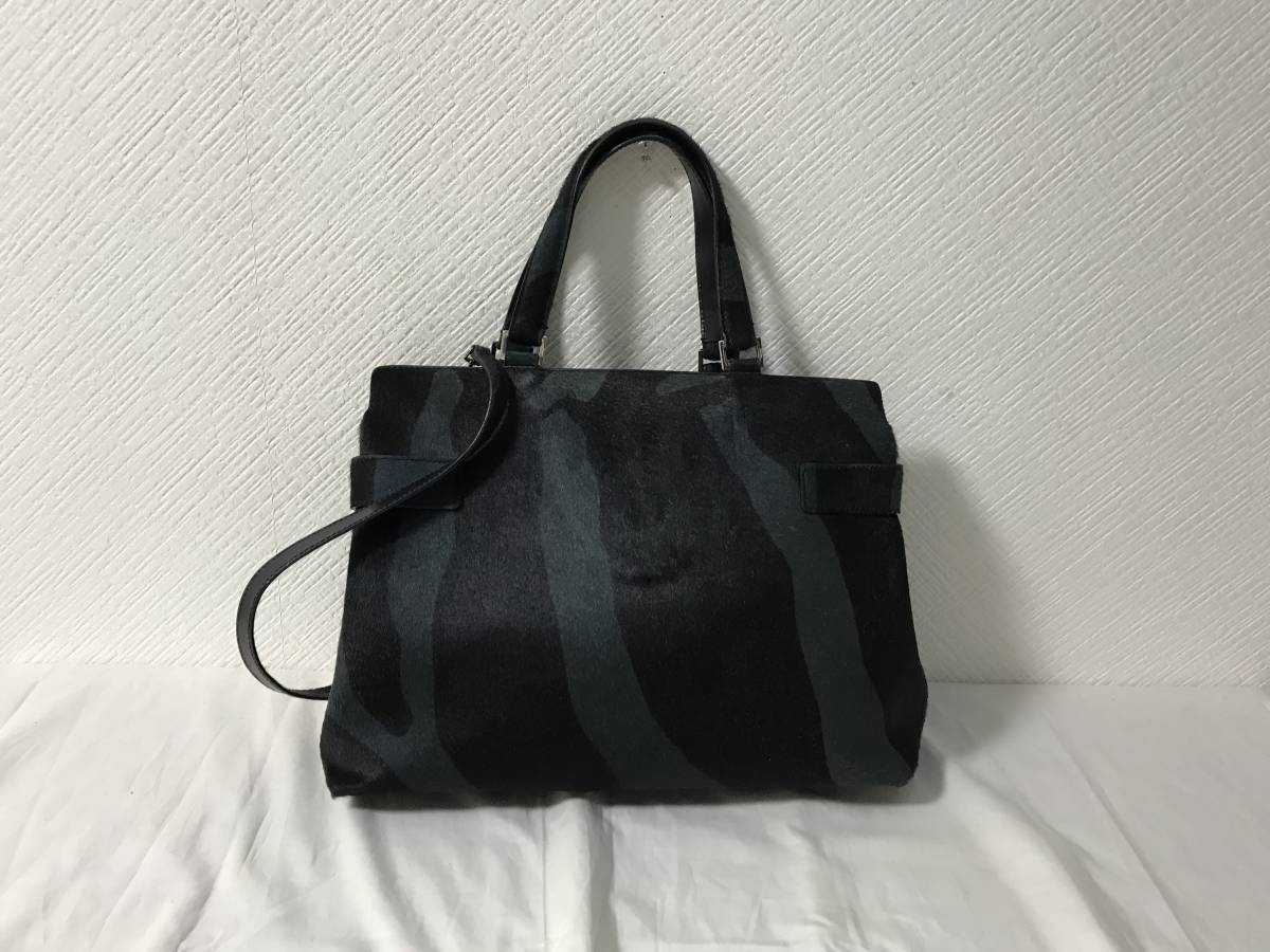 極美品本物サルヴァトーレフェラガモ本革ハラコレザー毛皮ファー2way