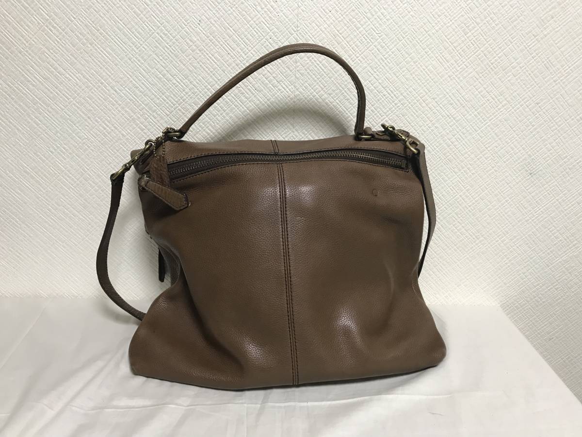 美品本物オールドコーチCOACH本革レザーデカビッグ2wayハンドショルダーバッグビジネスボディバック茶ブラウントラベルメンズレディース