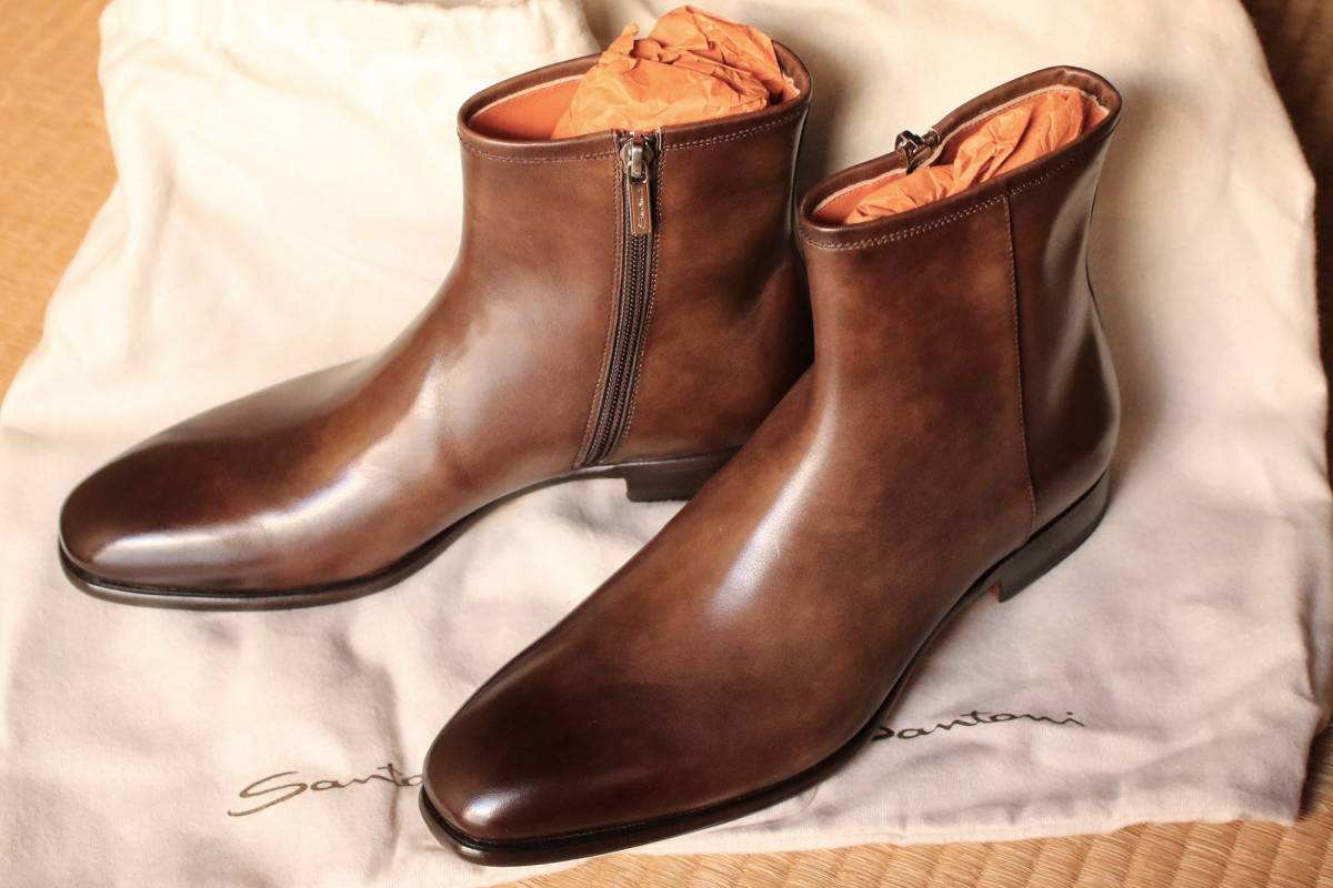 未使用 SANTONI　サントーニ　ドレスブーツ　コーヒー（グレイッシュブラウン） サイズ6.0（24.5）