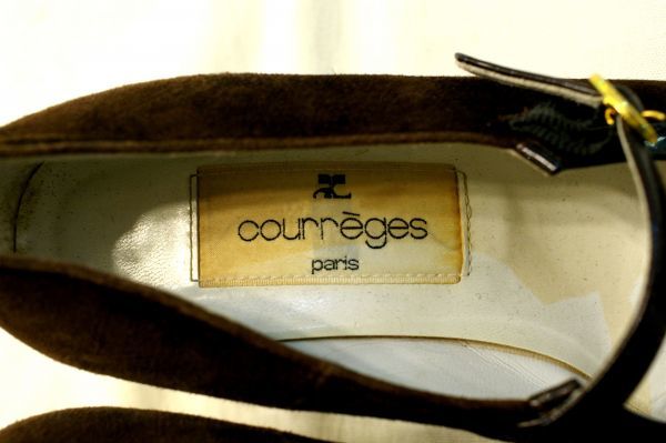 ○中古 クレージュ courreges スエード パンプス 5 ブラウン X0106_画像5