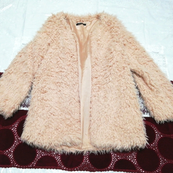 INGNI ミャンマー製ピンクベージュふわふわカーディガンコート Myanmar pink beige fluffy cardigan coat