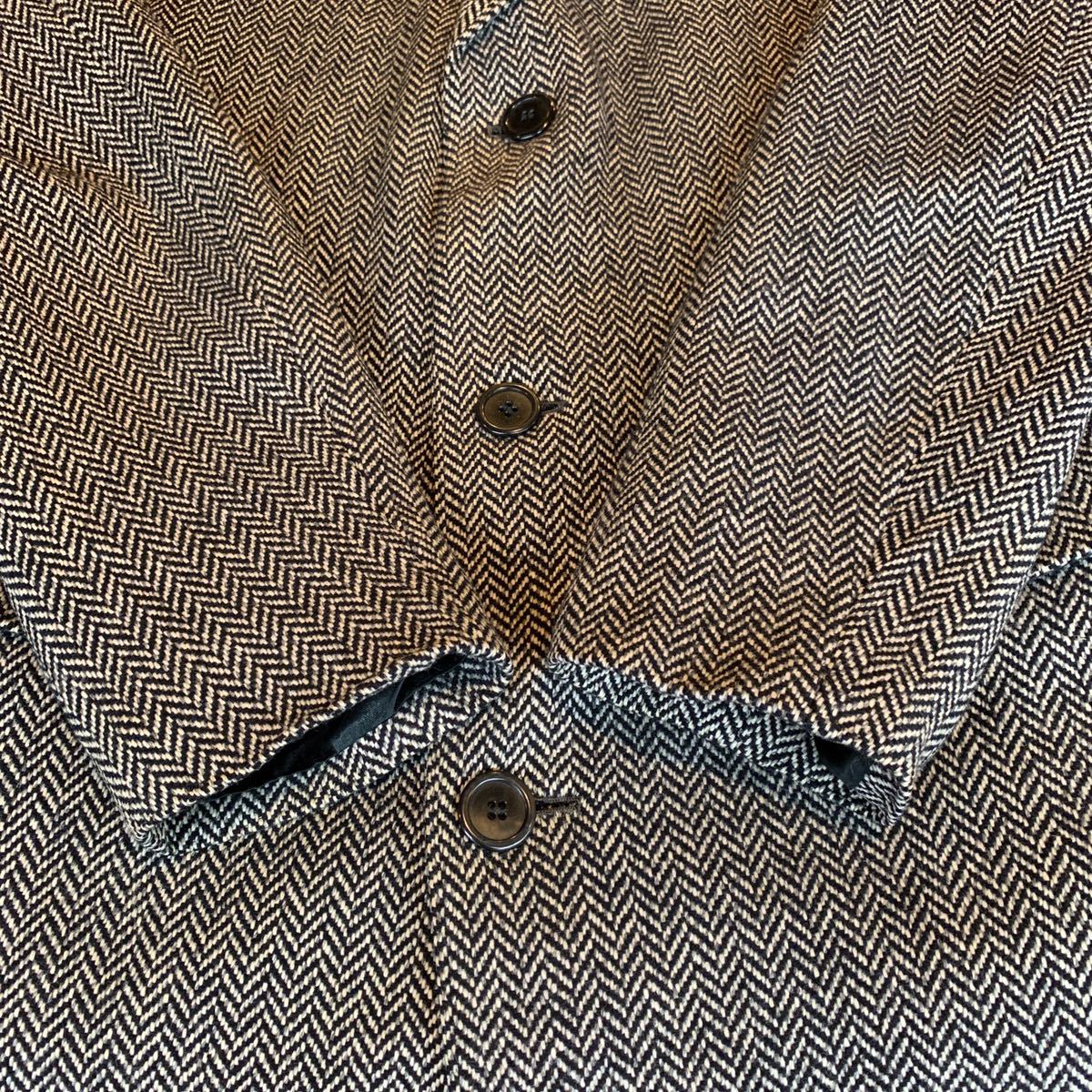 ~80s Aquascutum TWEED CHESTER COAT ENGLAND ヴィンテージ ビンテージ アクアスキュータム ツイードコート チェスターコート 70s 送料無料_画像6