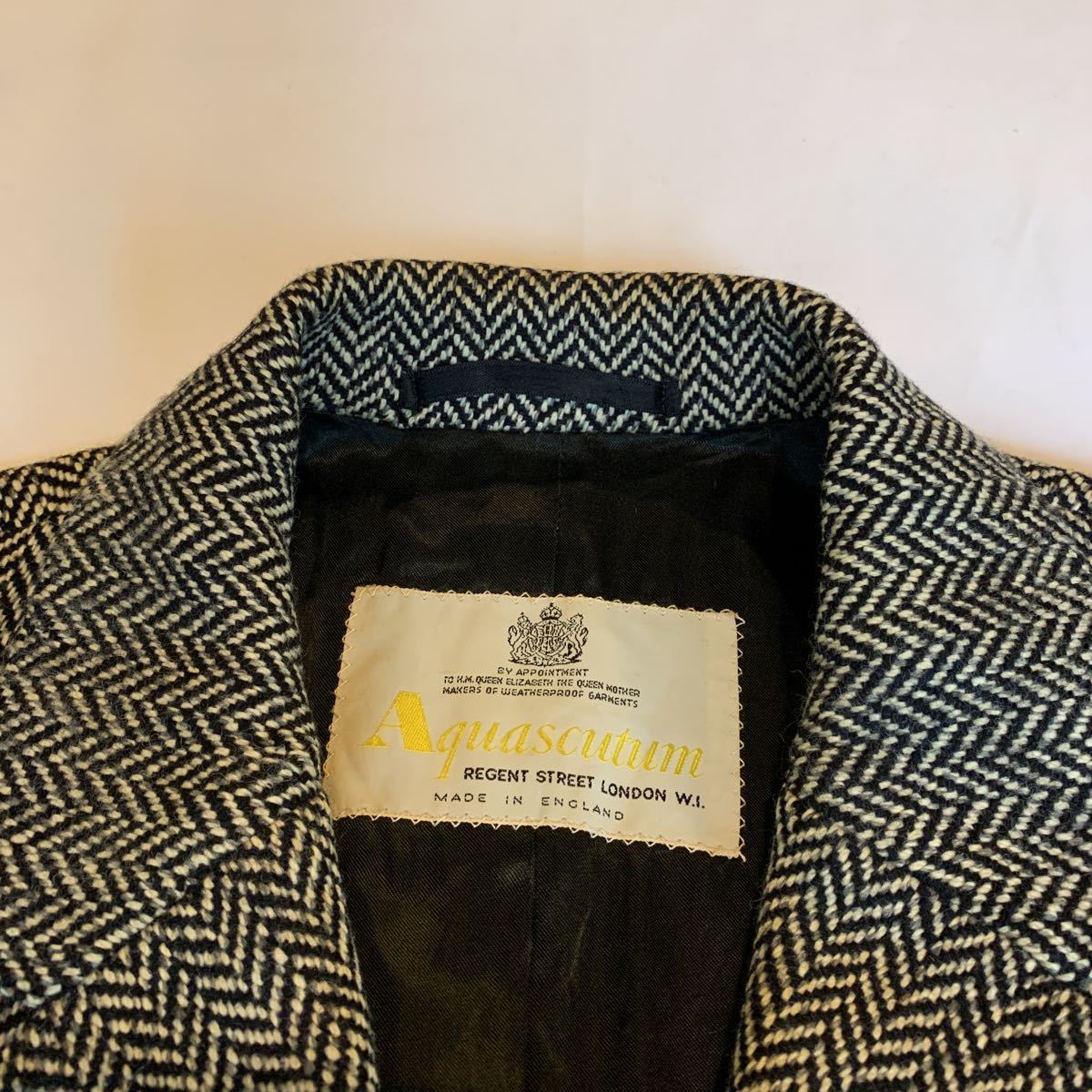 ~80s Aquascutum TWEED CHESTER COAT ENGLAND ヴィンテージ ビンテージ アクアスキュータム ツイードコート チェスターコート 70s 送料無料_画像3