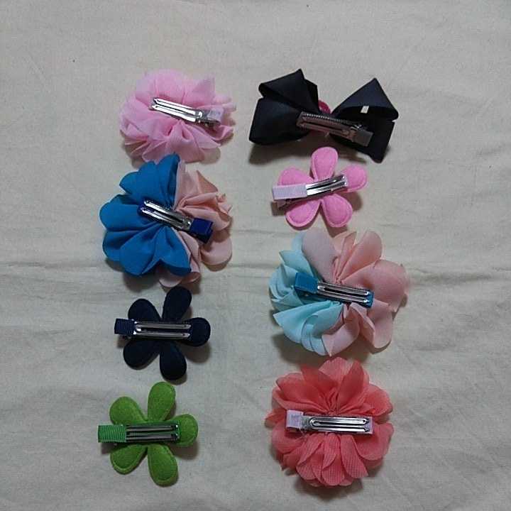 [ unused ][ stock disposal ] child girl hairpin hair clip floral print ribbon stylish one Point ⑥