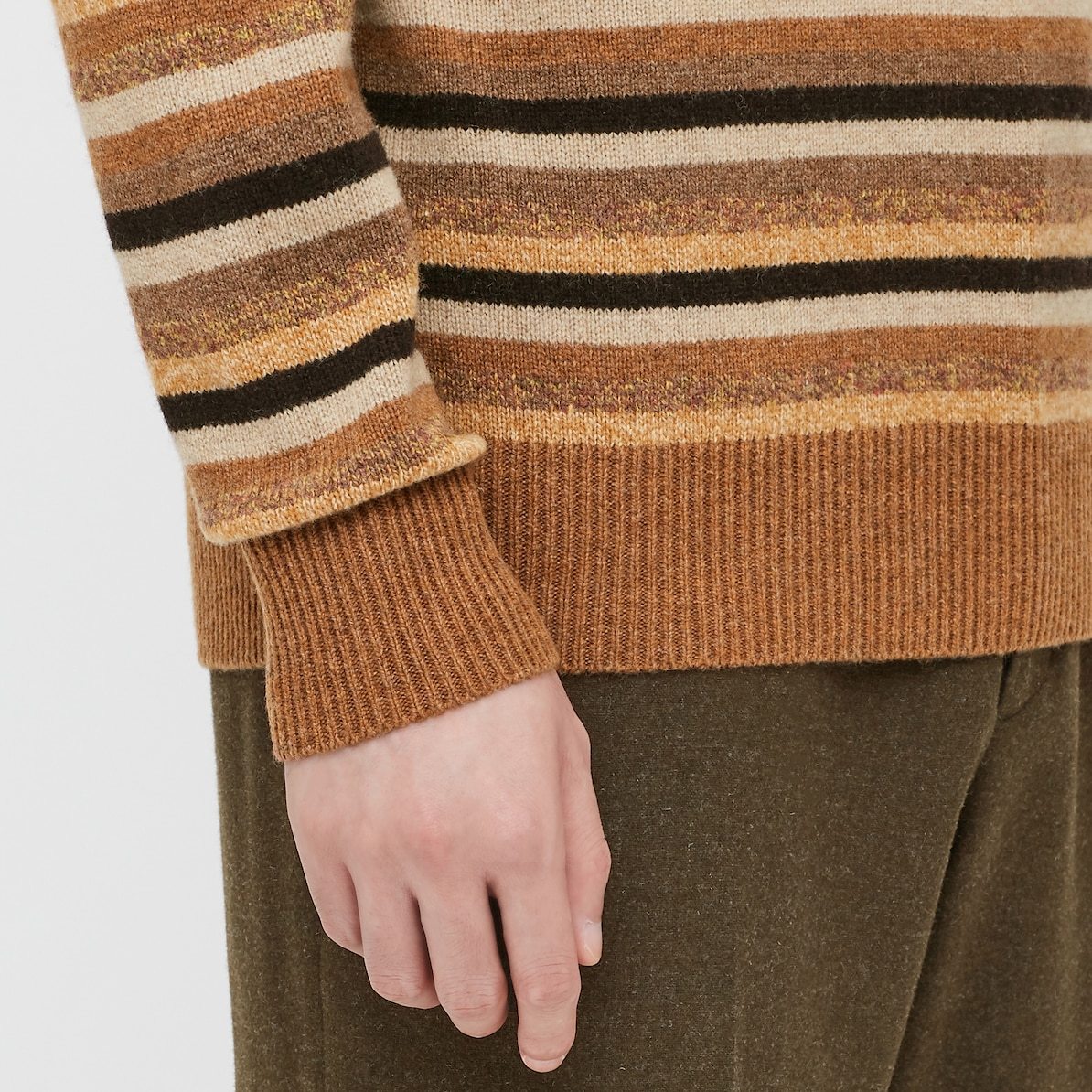 ★UNI QLO プレミアムラムモックネックセーター(長袖) BROWN M ユニクロ★_画像2