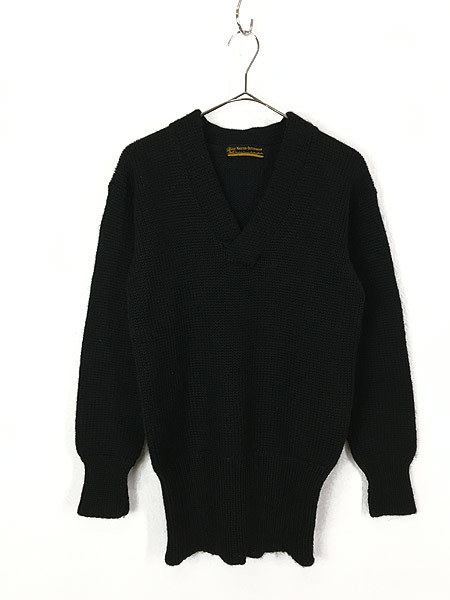 最安値 スクール ウール ヘビー ローゲージ 腹巻きリブ Knit Superior 30-40s 古着 ニット 古着 L位 黒 セーター Lサイズ