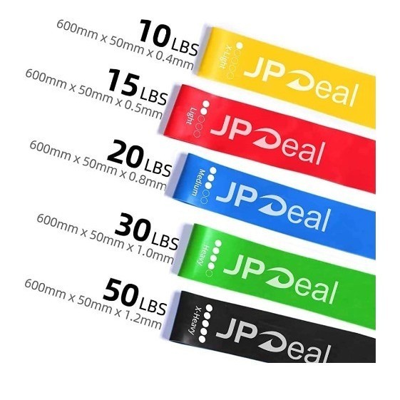 JPDeal エクササイズバンド トレーニングチューブ ゴムバンド 5色セット