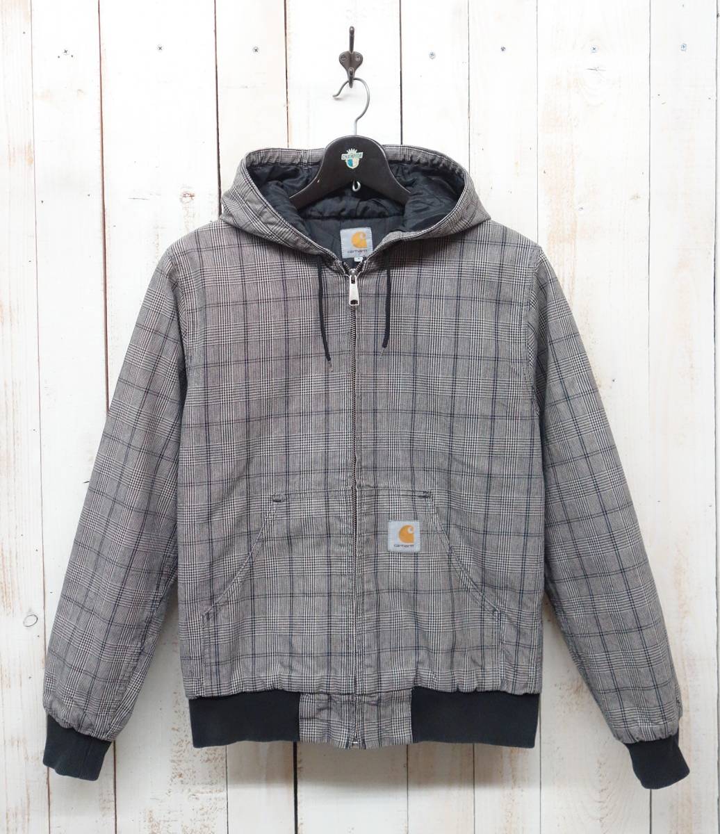 古着卸　レトロワーク ＊CARHARTT カーハート ＊ACTIVE JACKET 　 アクティブジャケット 　ワークウェア　パーカー ＊グレー系チェック　S_画像1