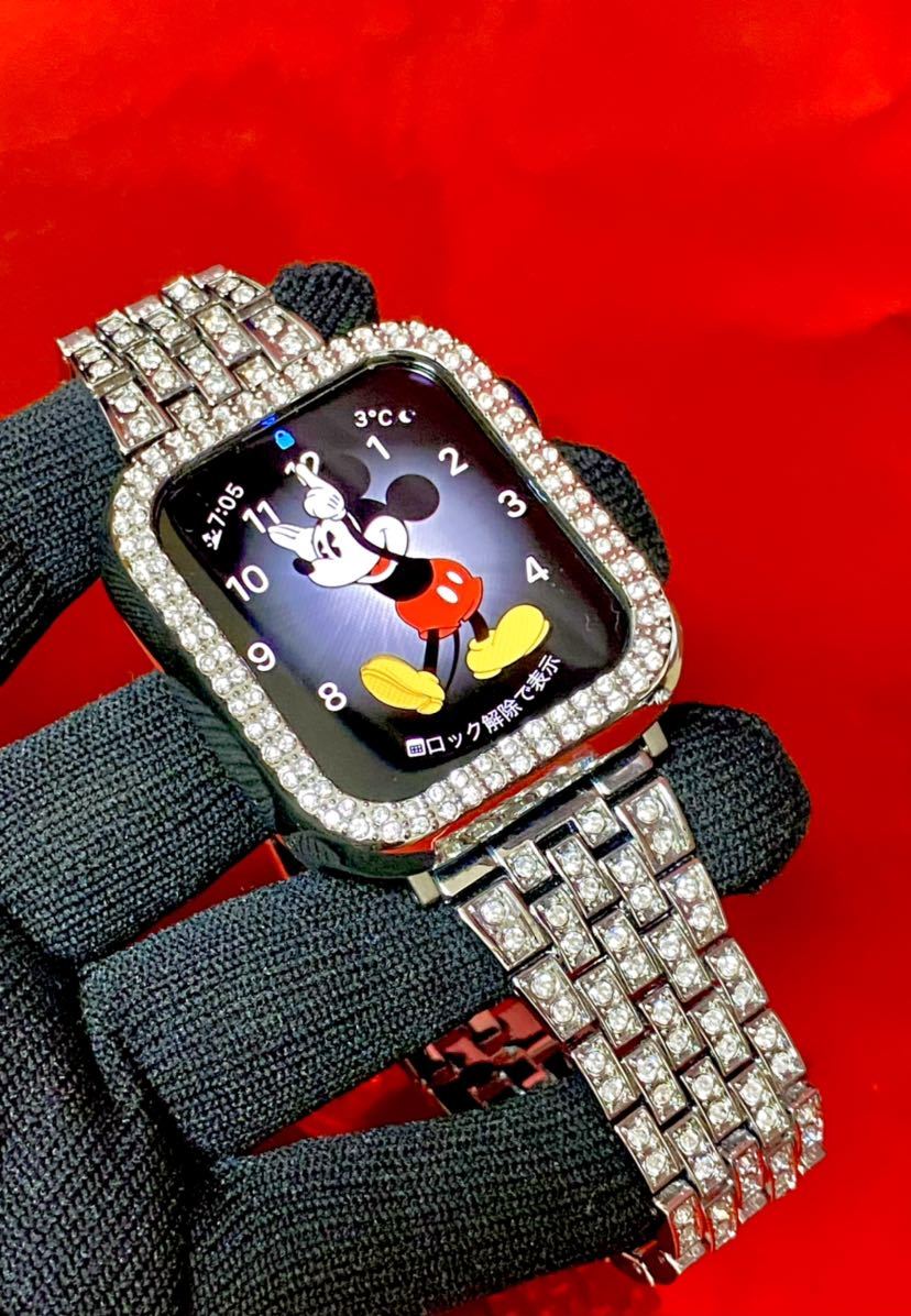 アップルウォッチ　キラキラ　カバー　ベルト　Apple Watch ステンレスベルト　バンド　ジルコニア シルバー38 40 41 42 44 45 _画像9